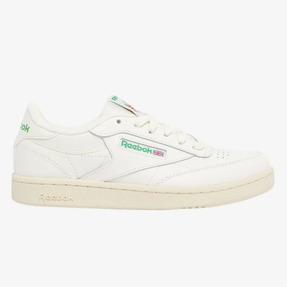 Reebok Kids Club C Vintage Sneakers in Off-White with Green and Red Accents